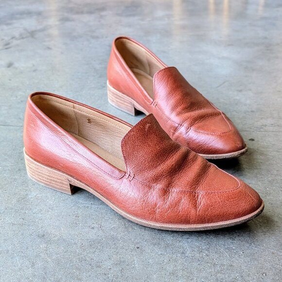 Madewell The Frances Loafer Burnished Mahogany Leather Pointed Toe Shoe size 8.5 - Picture 1 of 13